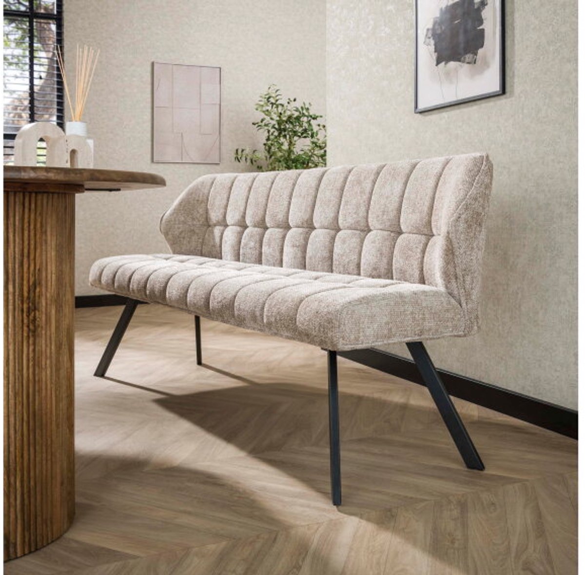 Eetkamerbank Raster - Hoven zand - 180x58x81 cm