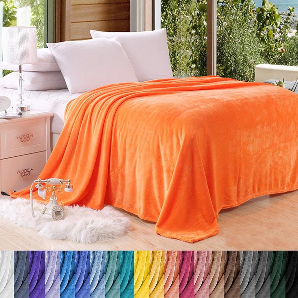 Zachte Warme Deken - Pluche Plaid - Ontspanning en Comfort - Extra Dikke Isolatie - 70 x 70 cm - Oranje
