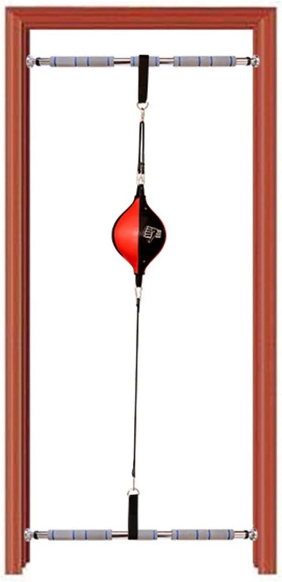 Boksbal Set - Snelheidsbal - Reflex Training - Verstelbare Breedte - 33 cm Hoog - Rood Geel