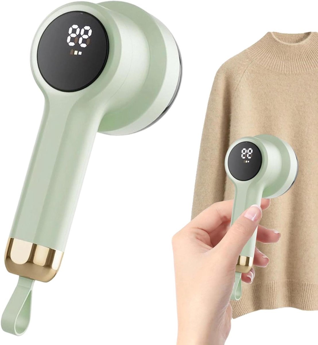 Pluizenverwijderaar Kleding - Stofscheerder Tapijt - Textiel Onderhoud - 3 Snelheden LED Display - 800mAh Batterij - Lichtgroen