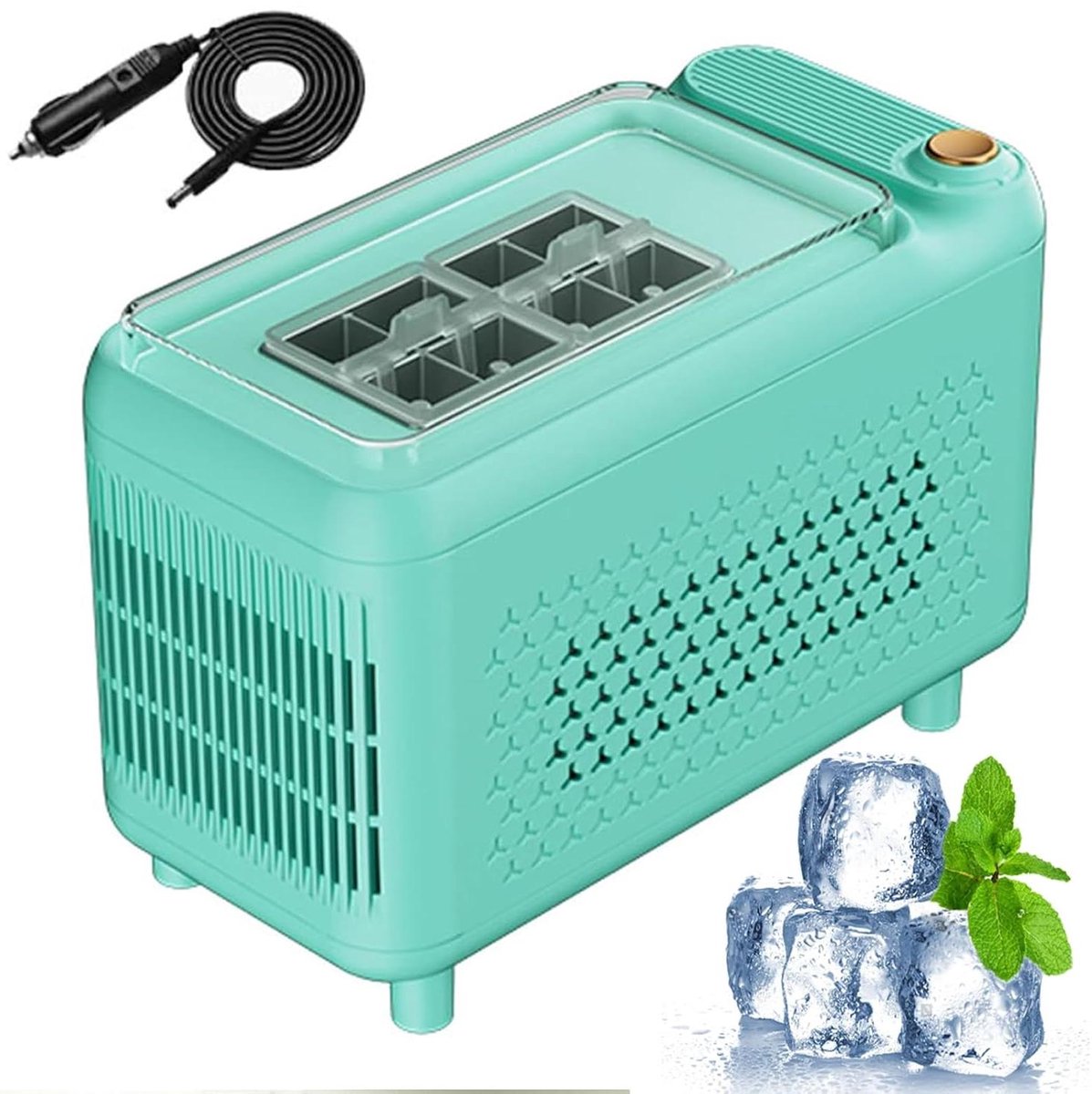 Mini Ijsmachine - Draagbare IJsmaker - Snel IJs Maken - 20mm Dikke Blokjes - 500ml Reservoir - Groen