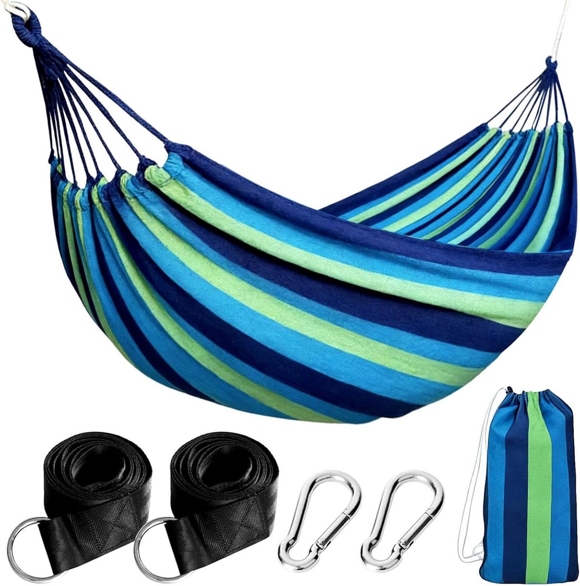 Outdoor Hangmat - Kampeerhangmat Dubbel - Ontspannen Buiten - Versterkt Canvasdoek - 200x150cm - Niet gespecificeerd