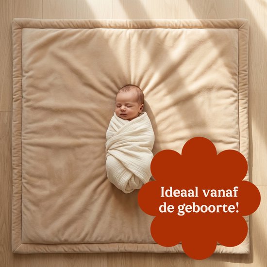 CASABEL Baby speelmat van fluweel in crèmewit 150×180 cm, dik en zacht, schuim, antislip onderkant — afbeelding 2