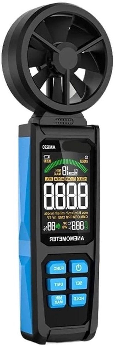 Digitale Anemometer - Windsnelheidmeter Luchtmeter - Windmetingen Verrichten - Zes Meetmodi - Compact Formaat - Zwart
