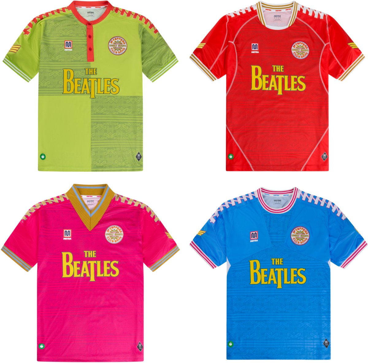 Meyba x The Beatles Sgt Pepper Voetbalshirts (4 Stuks) - Maat L