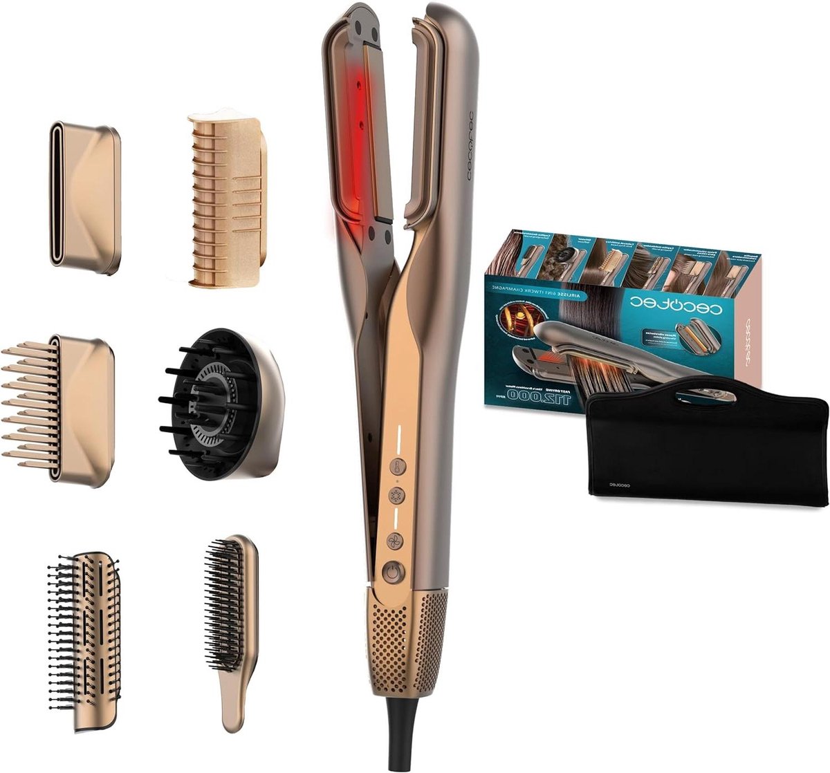 Haarstyling Tool - Lucht Stijltang - Haar Glad Maken - Infrarood Technologie - 345 cm - Champagne