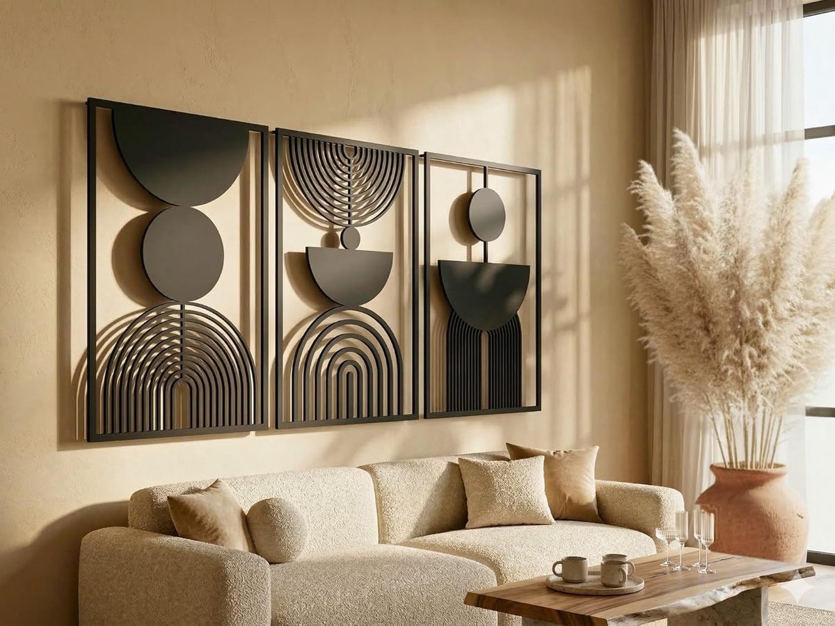 Wanddecoratie Boho Stijl, Houten Wandbeeld, 3D Wanddecoratie voor Thuis, Moderne Beelden voor Huis Kantoor Slaapkamer, Woonkamer - 153x78 cm