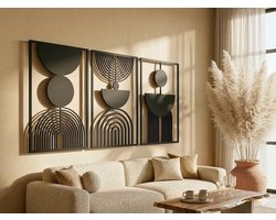 Wanddecoratie Boho Stijl, Houten Wandbeeld, 3D Wanddecoratie voor Thuis, Moderne Beelden voor Huis Kantoor Slaapkamer, Woonkamer - 153x78 cm