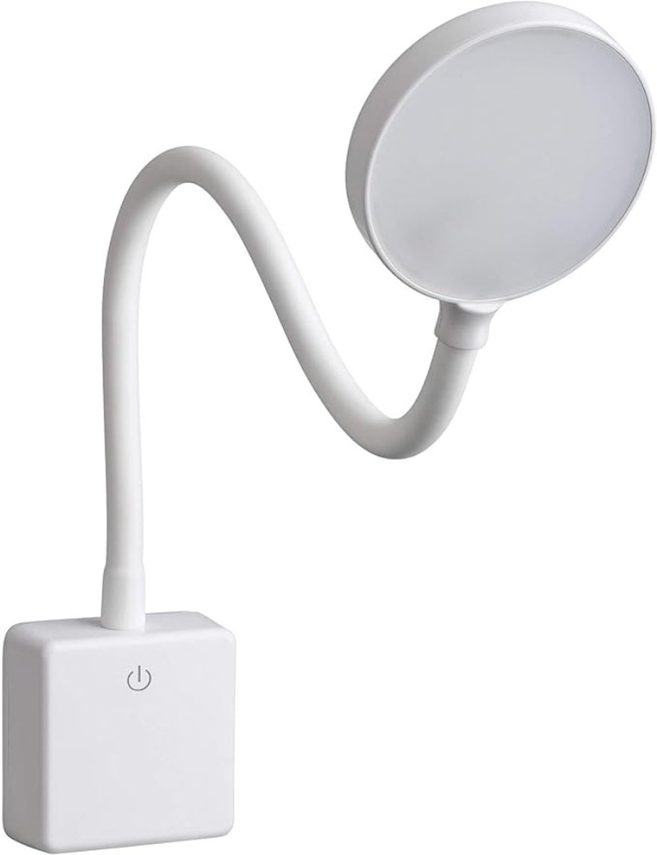 Verte Stekkerspot Dimbaar - LED-Lamp met Fitting - Dimbaar - Wandlamp met Stekker - 4 W - Zwenkarm - Flexibel - Neutraal Wit - 4000 K - Leeslamp - Nachtlampje - Wit