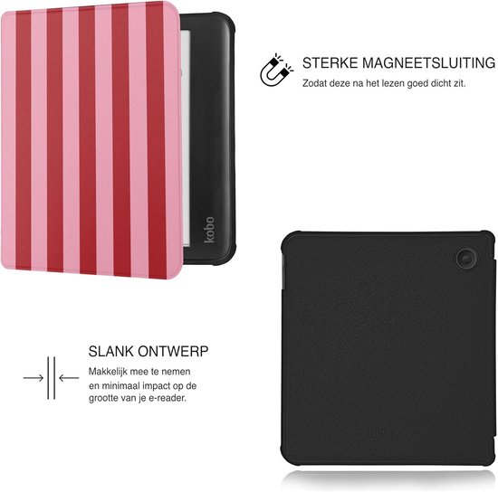 Kobo Libra Colour Hoes - E-reader Cover - Bescherming E-reader - Vegan Saffiano Leer - 7 Inch - Candy Floss van Kobo — afbeelding 2