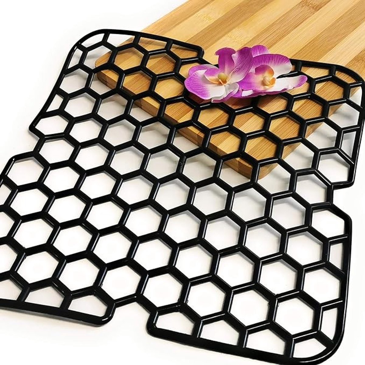 Antislip Gootsteenmat Zwart - Vierkante Afdruipmat voor Keuken