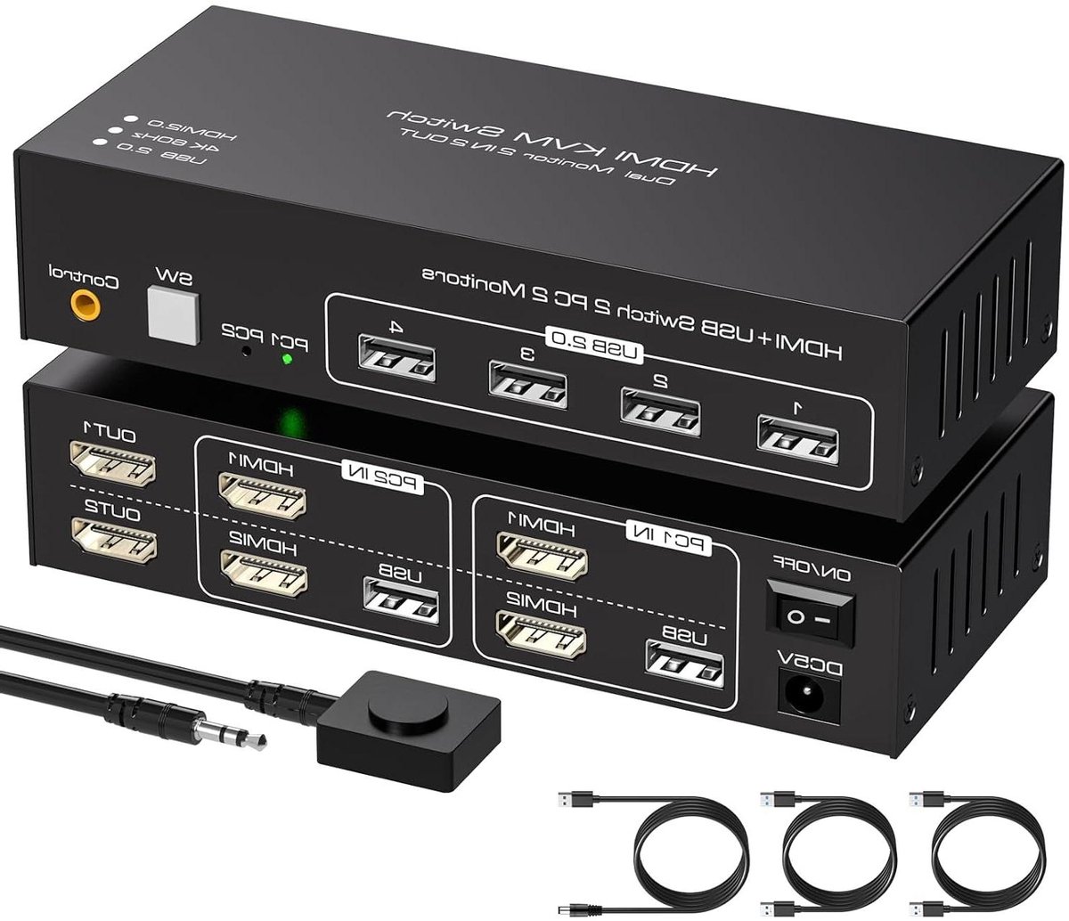 HDMI KVM Switch - 2 PC 2 Monitoren - Werk Efficiënt - Ondersteunt 4K 60Hz - 4 USB 2.0 Poorten