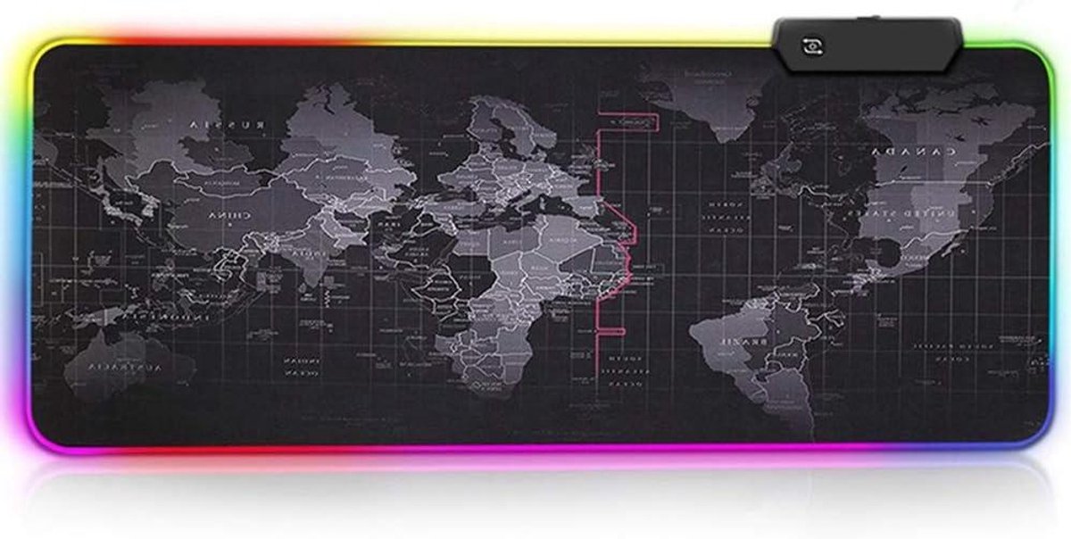 Gaming Muismat - Bureauonderlegger - Soepel Gamen - Anti-slip Basis - 30x70 cm - Wereldkaart