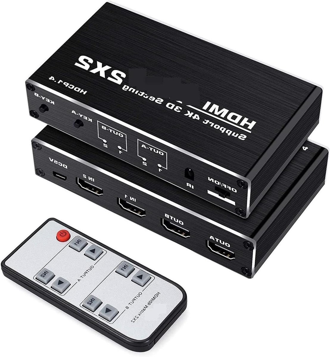 HDMI Matrix Schakelaar - 2x2 Switcher - Beeld Delen - 4K 60Hz Ondersteuning - 2 In 2 Uit - Zwart