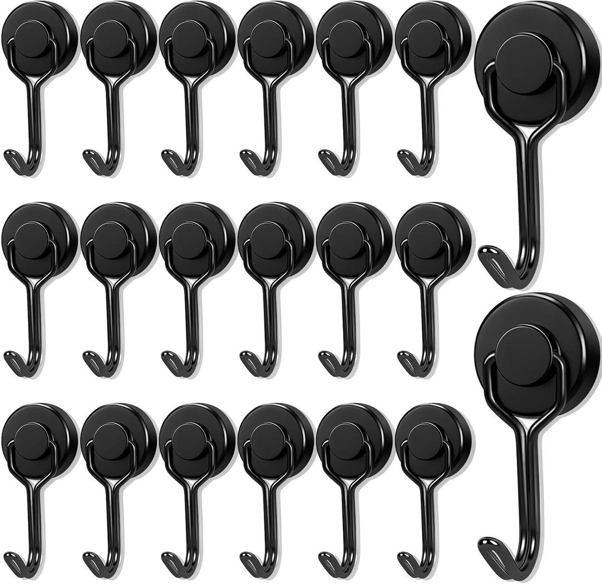 Extra sterke magnetische haken 20mm - Draaiende neodymium haken voor keuken, koelkast en opbergruimtes - Verpakt per 20 stuks
