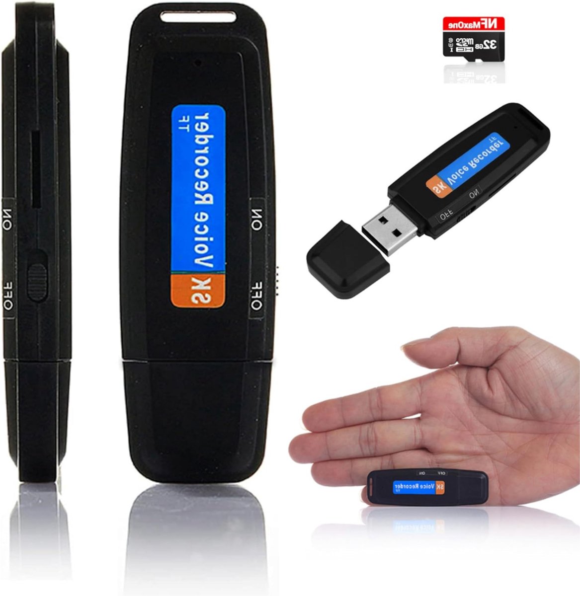 MRKK® Afluisterapparatuur - Dictafoon Voice Recorder - Spy Recorder - Audio - Zwart