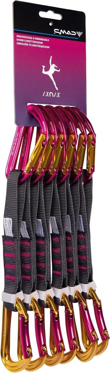 Expresslussen Set - Klimlus Quickdraw - Sportklimmen Routes - Ultralicht Gewicht - 6 Stuks 18 cm - Geel Fuchsia