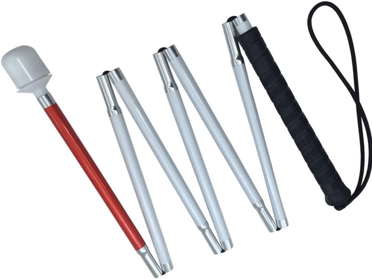 Opvouwbare Wandelstok - Hulpmiddel Zicht - Veilige Mobiliteit - 7 Secties Vouwbaar - 145 cm - Wit Reflecterend