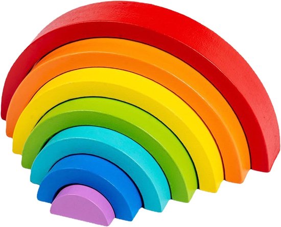 Kiuiom Rainbow houten speelgoed bouwstenen - houten Montessori regenboog, houten regenboog stapel, baby leren speelgoed, rood — afbeelding 4
