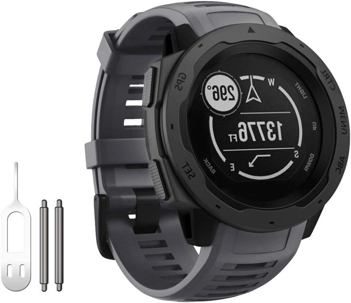 Horlogeband - Reserveband - Smartwatch Personaliseren - Zacht Siliconen Materiaal - 130-220 mm Pols - Grafietgrijs