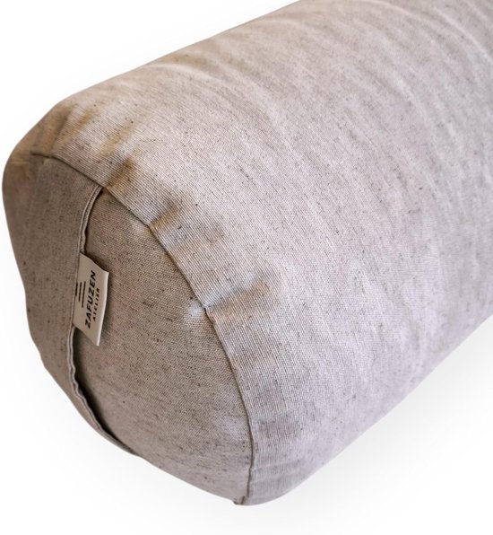 Cilindrische Yoga Bolster - Yoga Kussen - Restauratieve Yoga - Biologische Spelt Vulling - 60 x 20 cm - Zand — afbeelding 4