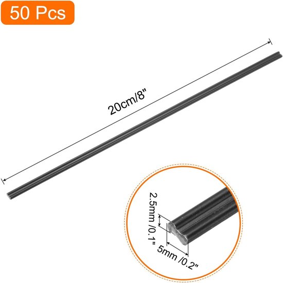 Kunststof Lasstaven - ABS Strips - Kunststof Reparatie - Eenvoudig Verwerkbaar - 50 Stuks - Zwart — afbeelding 5