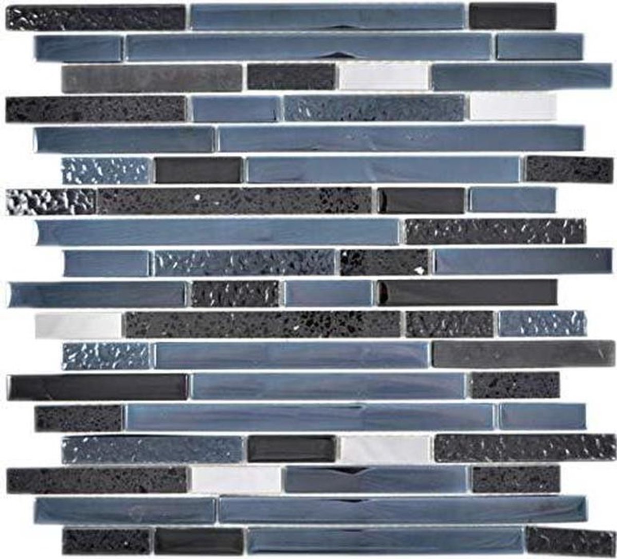 Mozaïek Tegels - Composiet Glas - Keuken Wand - Roestvrij Staal - 30x30 cm - Zwart