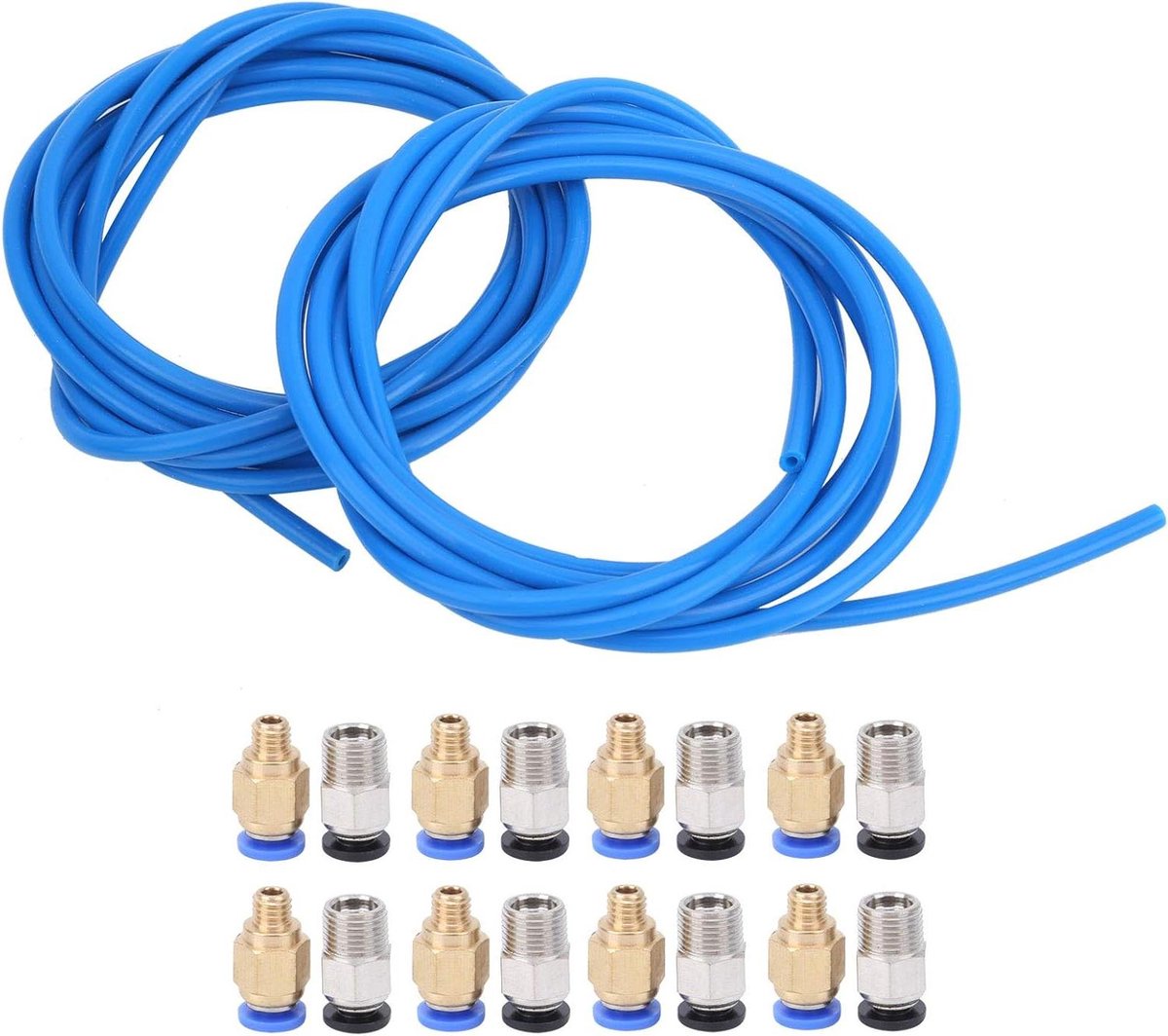 PTFE Buis Set - Teflon Slang - 3D Printer Onderhoud - Hittebestendig tot 260°C - 2 Meter Buis 16 Connectoren