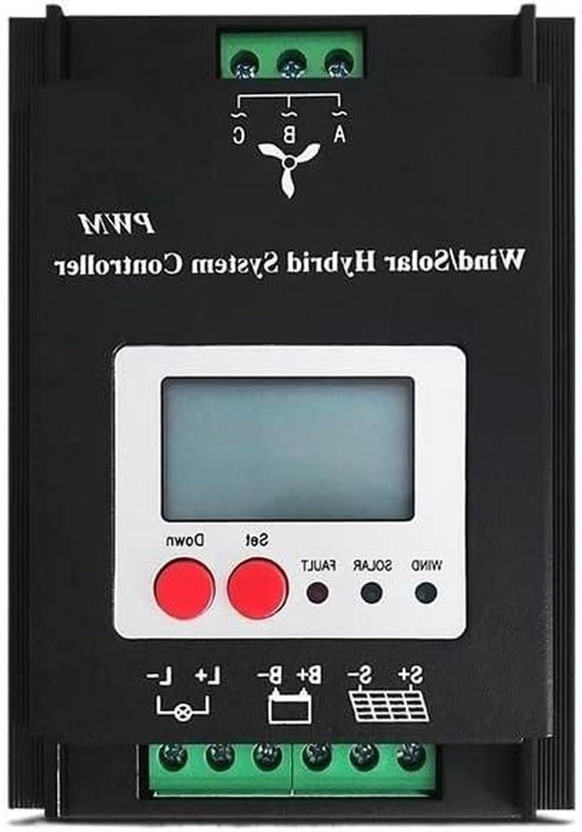 Zonne Laadregelaar - Energie Controller - Batterij Opladen - Hybride Wind Solar - 600W 12V 24V - Zwart