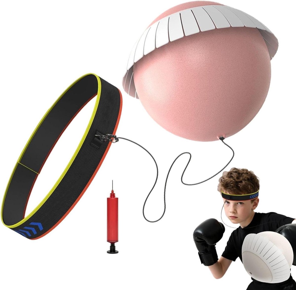 Boksbal Set - Reflexbal Training - Coördinatie Verbeteren - Verstelbare Hoofdband - Minder dan 21cm - Roze