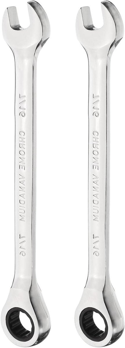 Ratelsleutel set - Combinatiesleutel ring - Huishoudelijk onderhoud - 72-tands ratel - 7/16 inch - Chroom