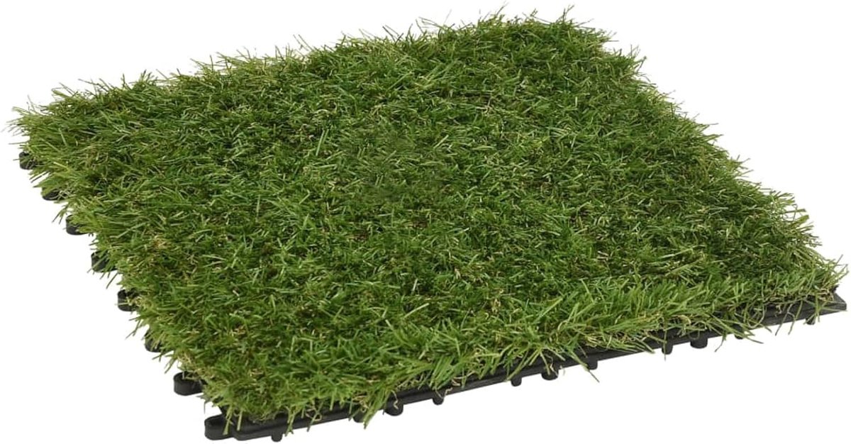 Kunstgras Tegels - Buiten Tapijt - Balkon Decoratie - Verfraait Elke Ruimte - 22 Stuks 30x30cm - Groen