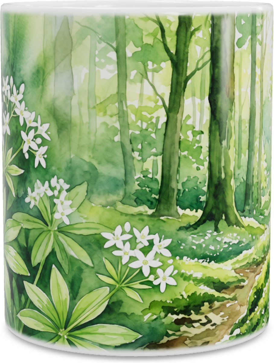 Mok Aquarel Series Lievevrouwebedstro Bos Landschap Illustratie