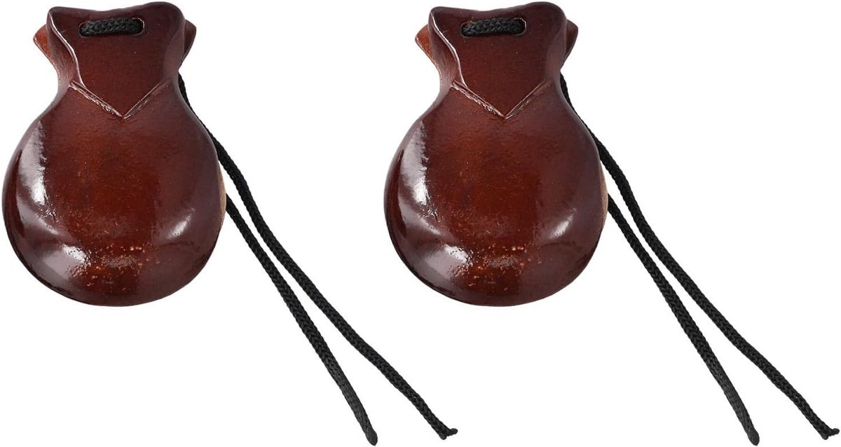 Castagnetten Set - Hand Percussie - Muziek Maken - Massief Hout - 2 Paar - Bruin