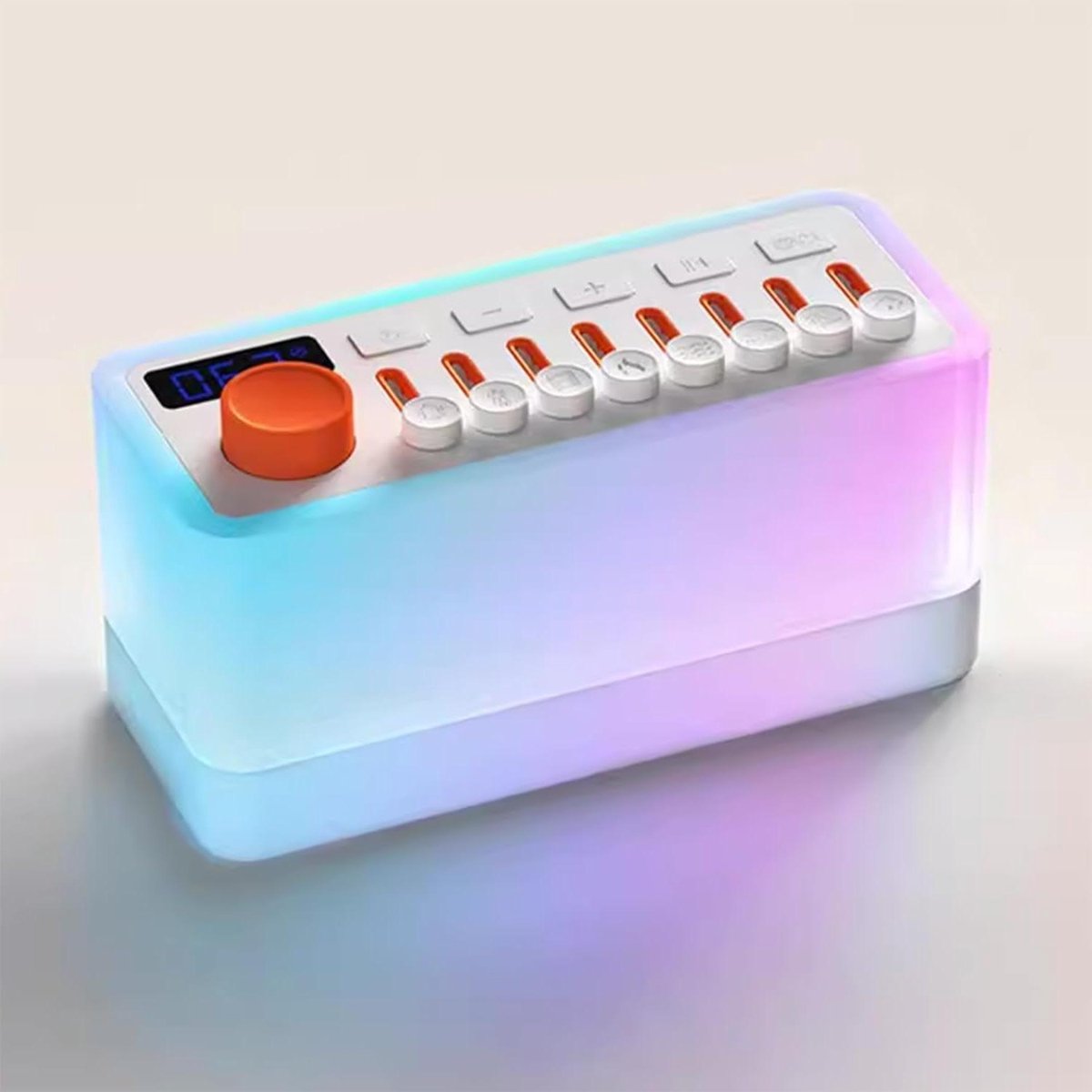 Geluidsmachine Natuurlijk - Slaaphulp Sfeerverlichting - Ontspanning Slaap - 8 Natuurgeluiden 11 Lichten - 180x73x80mm - Wit