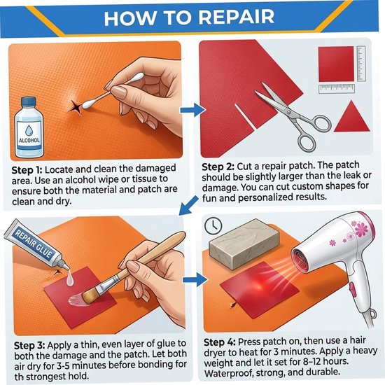 Opblaasbare reparatieset - PVC reparatie - Snelle reparaties - Sterke lijm - 30 ml - Meerkleurig — afbeelding 3