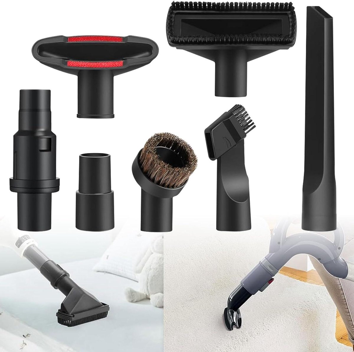 Stofzuiger hulpstukken - Zuigmond set - Huishoudelijk schoonmaken - 32 mm aansluiting - 1 stuk - Zwart