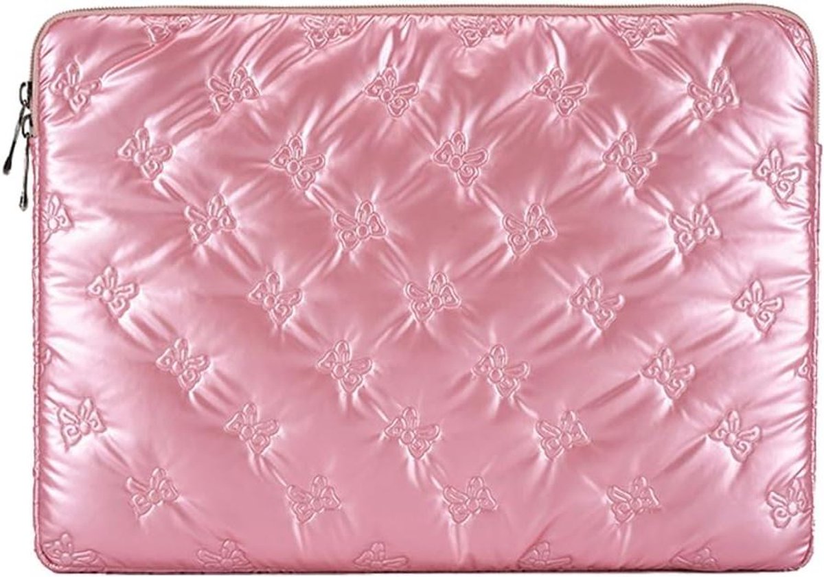 Laptop Sleeve - Computer Tas - Veilig Transport - Stijlvol Strik Design - Tot 15 Inch - Roze