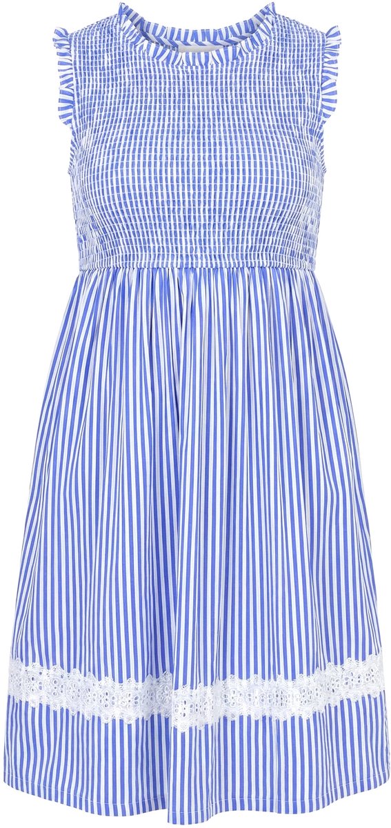 Angel of Style - Dames - Gesmokte jurk mouwloze A-lijn gesmokte top - Koningsblauw - Maat 50