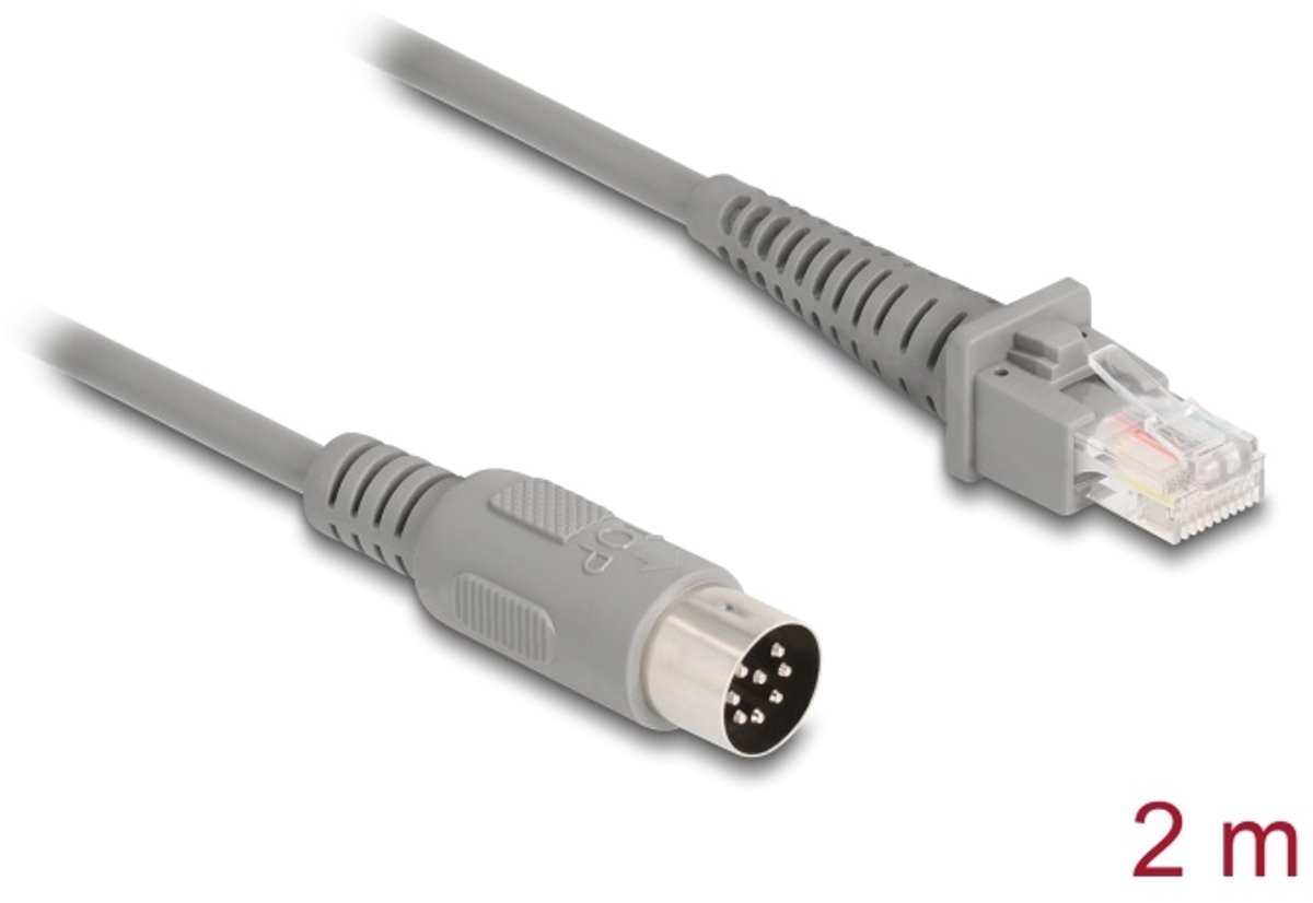 Delock Cable RJ50 male to DIN 8 pin male 2 m grey