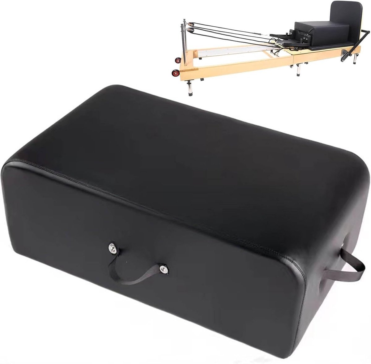 Pilates Zitbox - Hervormer Accessoire - Geavanceerde Oefeningen - Duurzaam Houten Frame - 27x17.3x8.7 Inch - Zwart