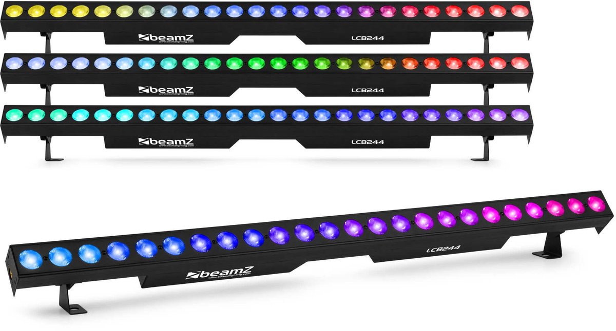 BeamZ set van 4 LCB244 LED Barren - 24x 4W LED’s - 8 secties aanstuurbaar - RGBW
