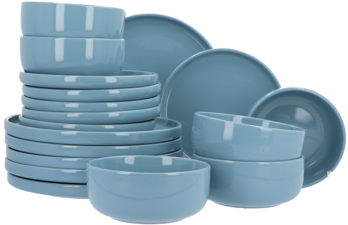 Luzzo 6 persoons Servies Marie 18 delig Keramiek - Blauw