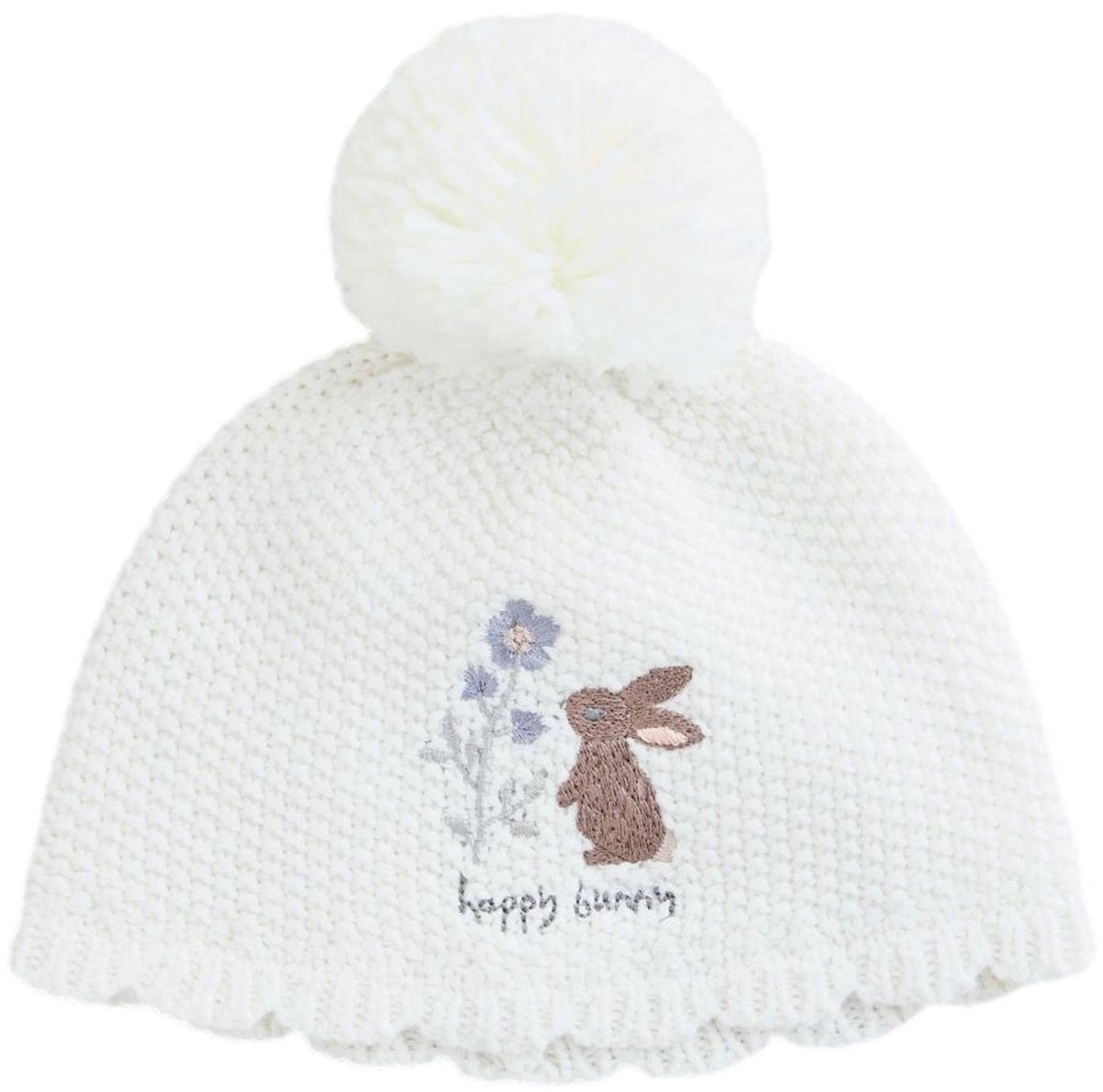 Next - Meisjes - Babymuts met pompon - Wit