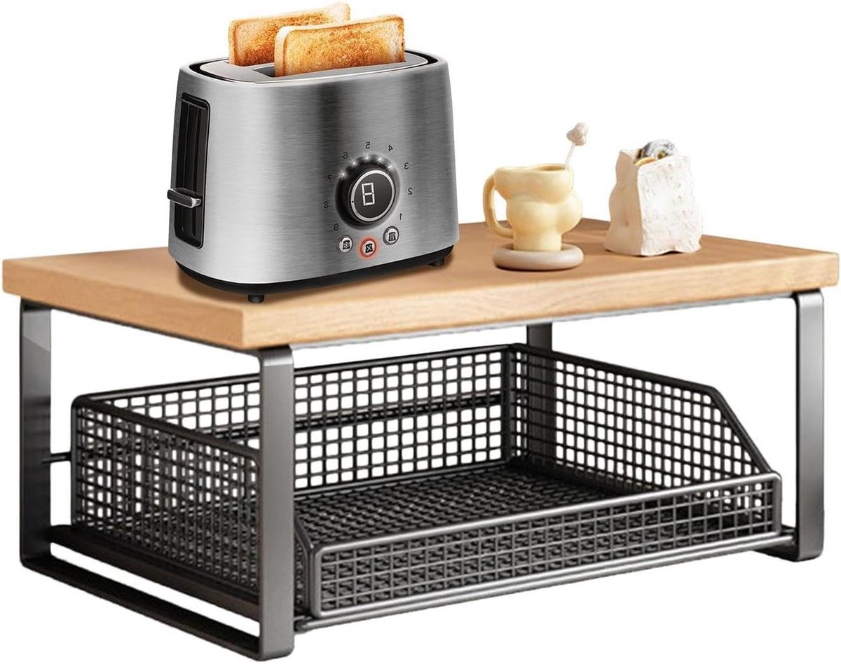Koffiezetapparaatrek - Keuken Organizer - Keuken Opbergen - Uittrekbare Mand - 37 cm - Zwart