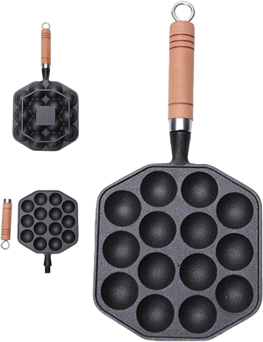 Takoyaki Pan - Pannenkoek Pan - Lekkere Snacks Maken - 14 Gaten - 6.7 Inch - Zwart