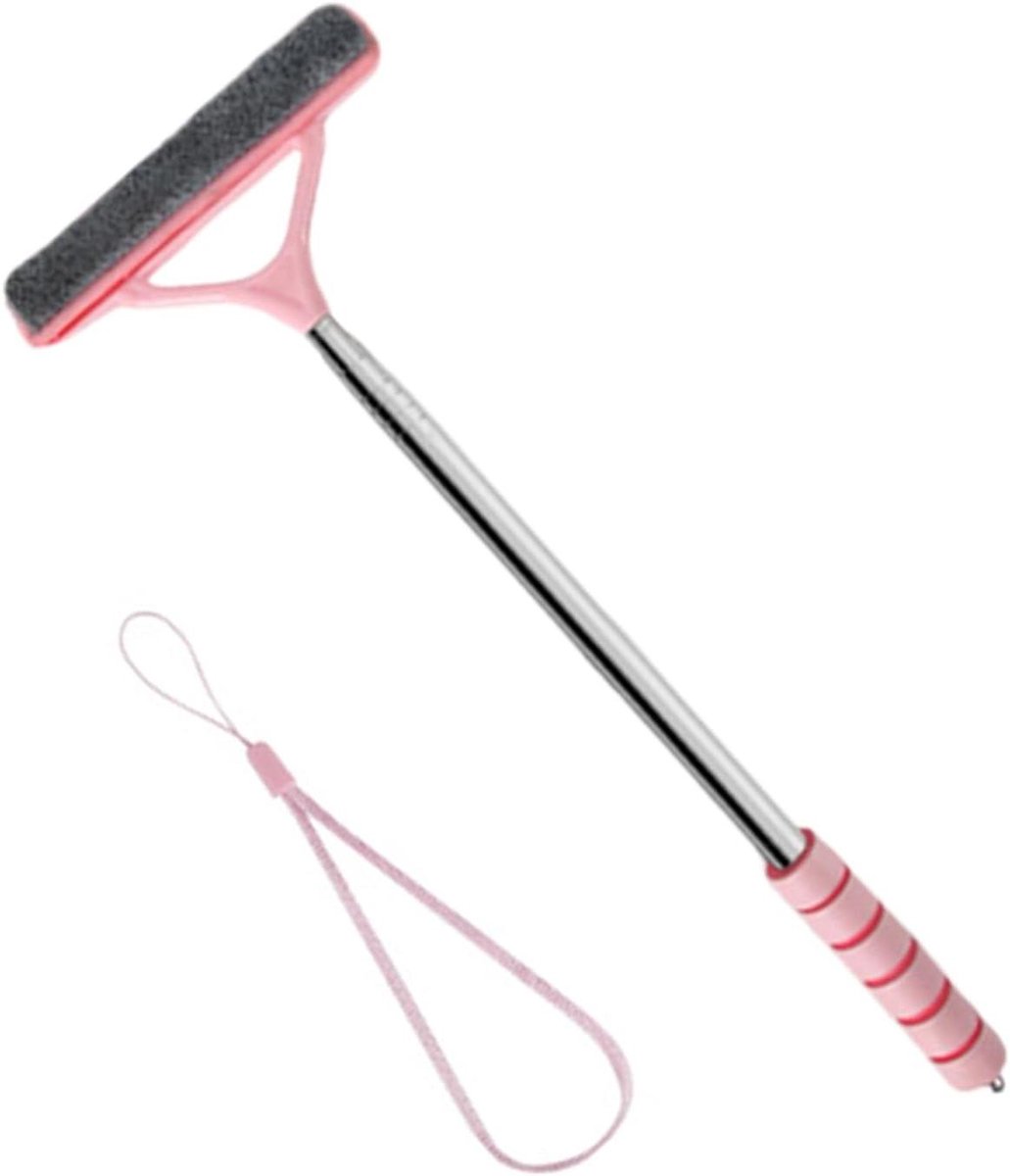 Voorruit reiniger tool - Glas reinigingsborstel - Auto schoonmaken - Verstelbare hoogte - 53-103 cm - Roze