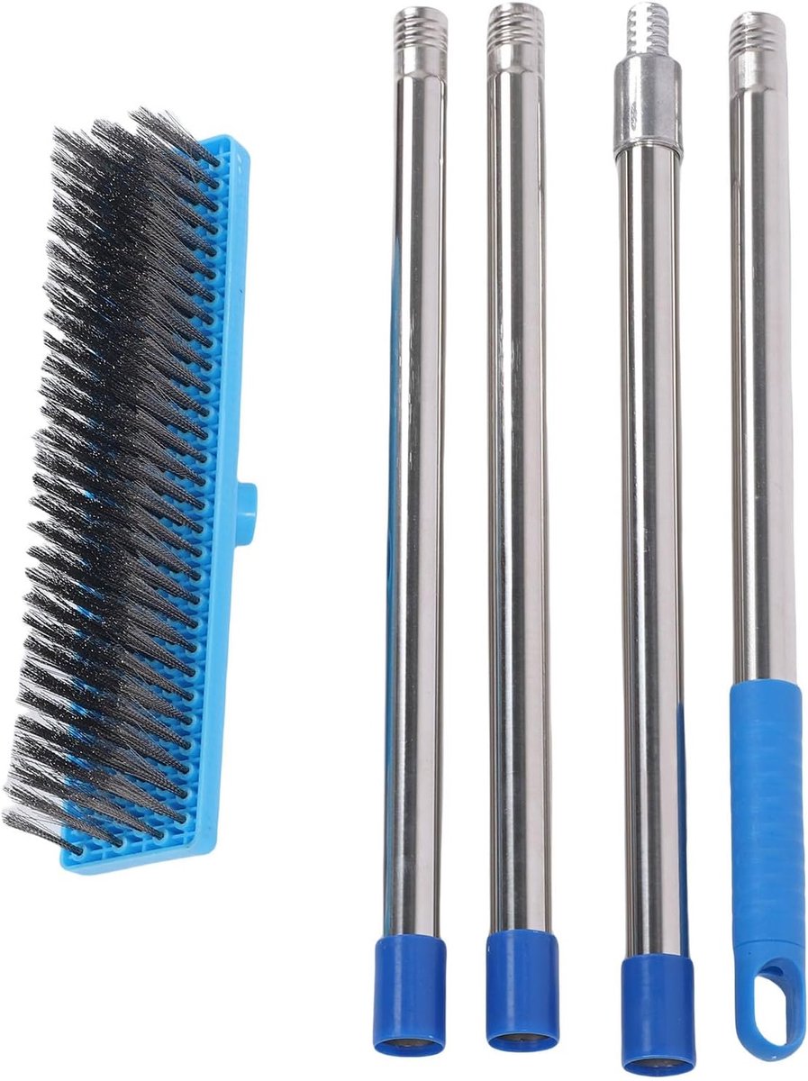 Staaldraadbezem - Buitenbezem - Terras Reinigen - Verstelbare Steel - 30 Cm Breed - Zilver