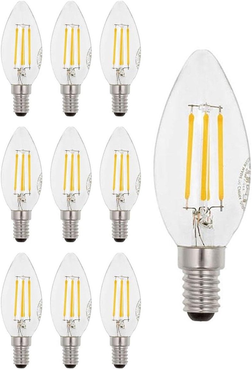 LED Kaarslamp - Filament Lamp - Sfeervol Licht - Energiezuinig - E14 6W - Transparant