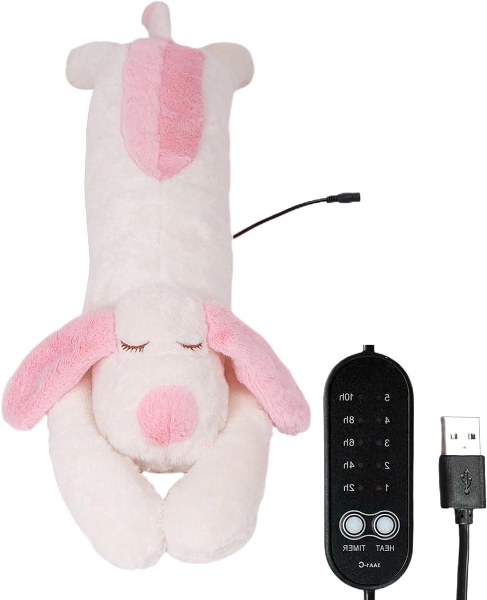 Pluche Warmtekussen - Hond Vorm - Ontspanning en Comfort - Instelbare Temperatuur - 60 cm - Bruin